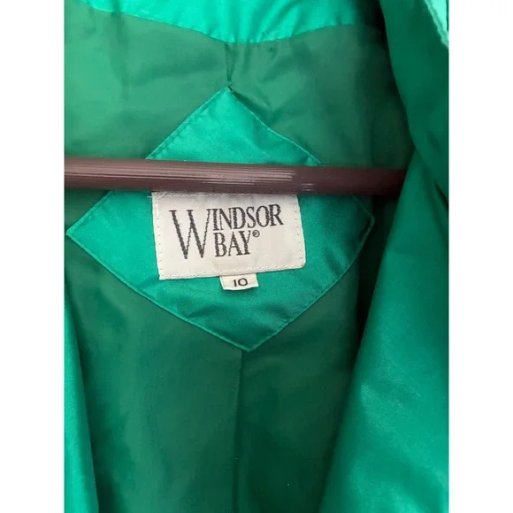 Windsor Bay Vintage Emerald Green Raincoat Long Trench Coat Womens Size 10 - Picture 2 of 16